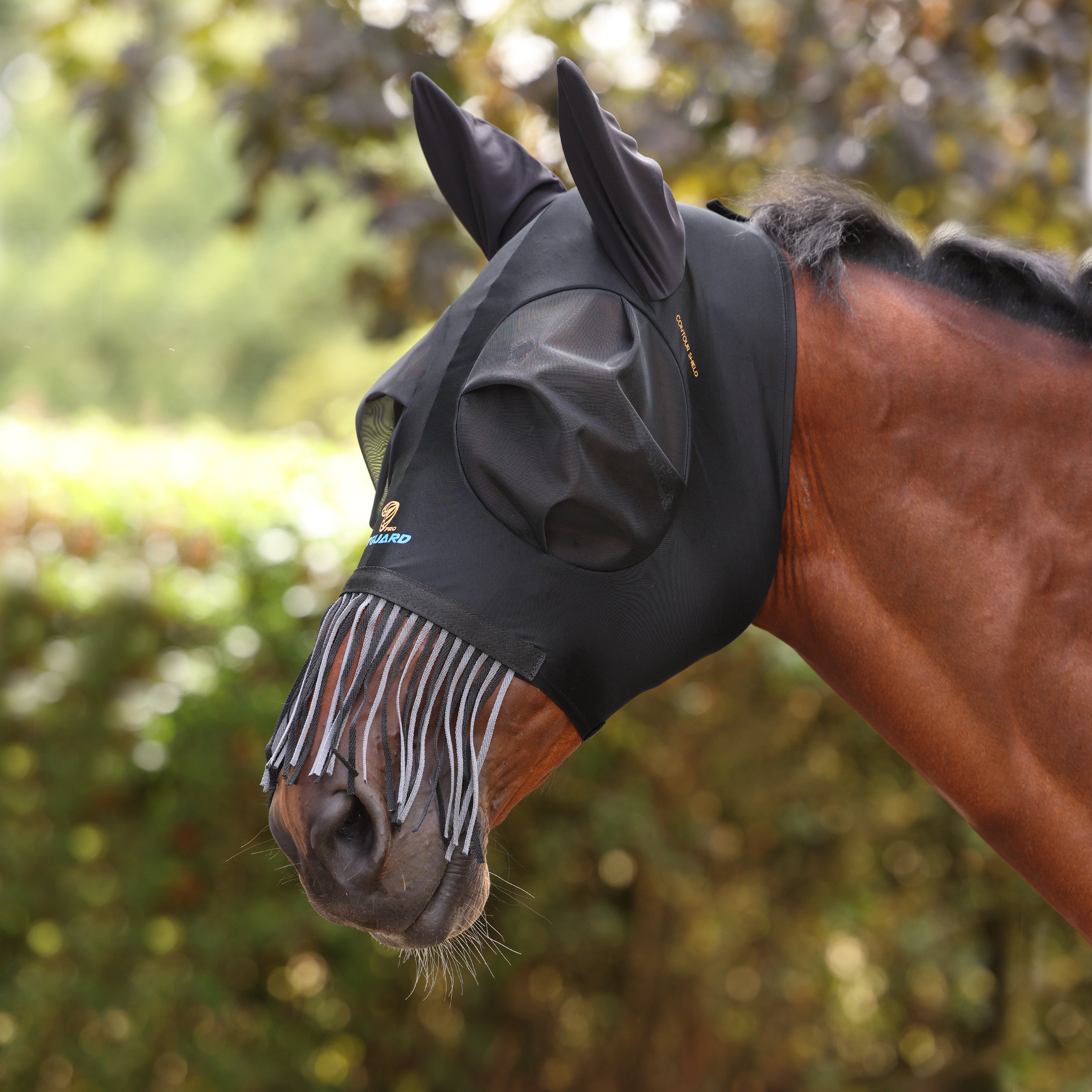 FlyGuard Pro Stretch Fly Mask with Ears & Nose Fringe