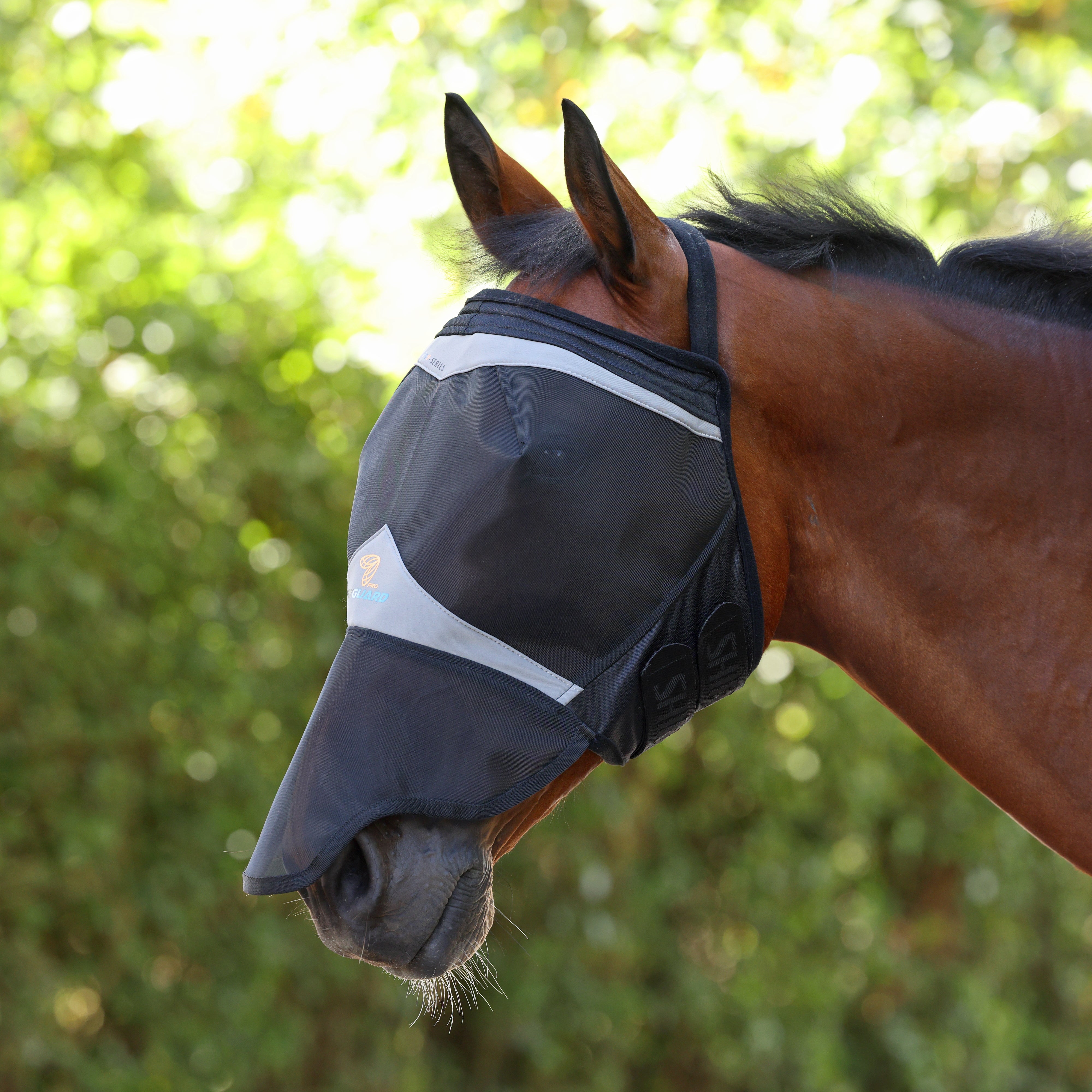 FlyGuard Pro Fine Mesh Earless Fly Mask with Nose