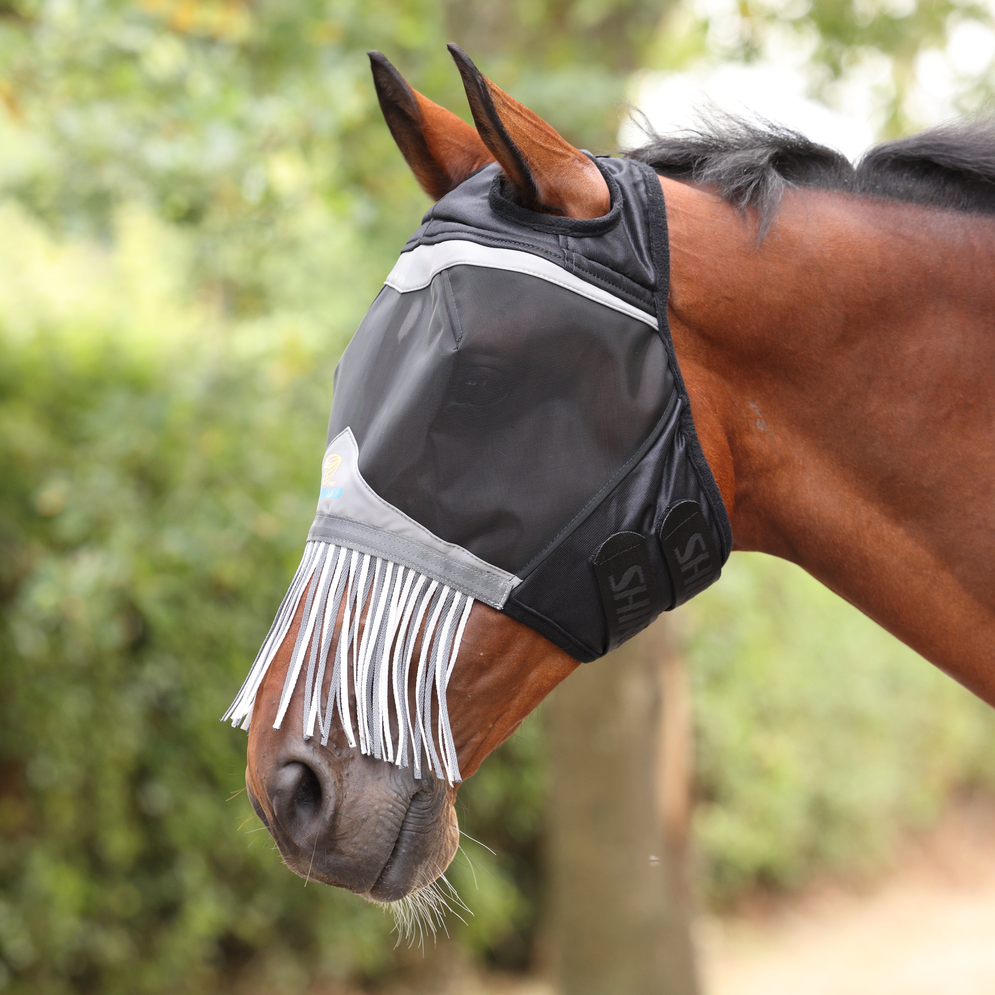 FlyGuard Pro Fine Mesh Fly Mask with Ear Holes & Nose Fringe