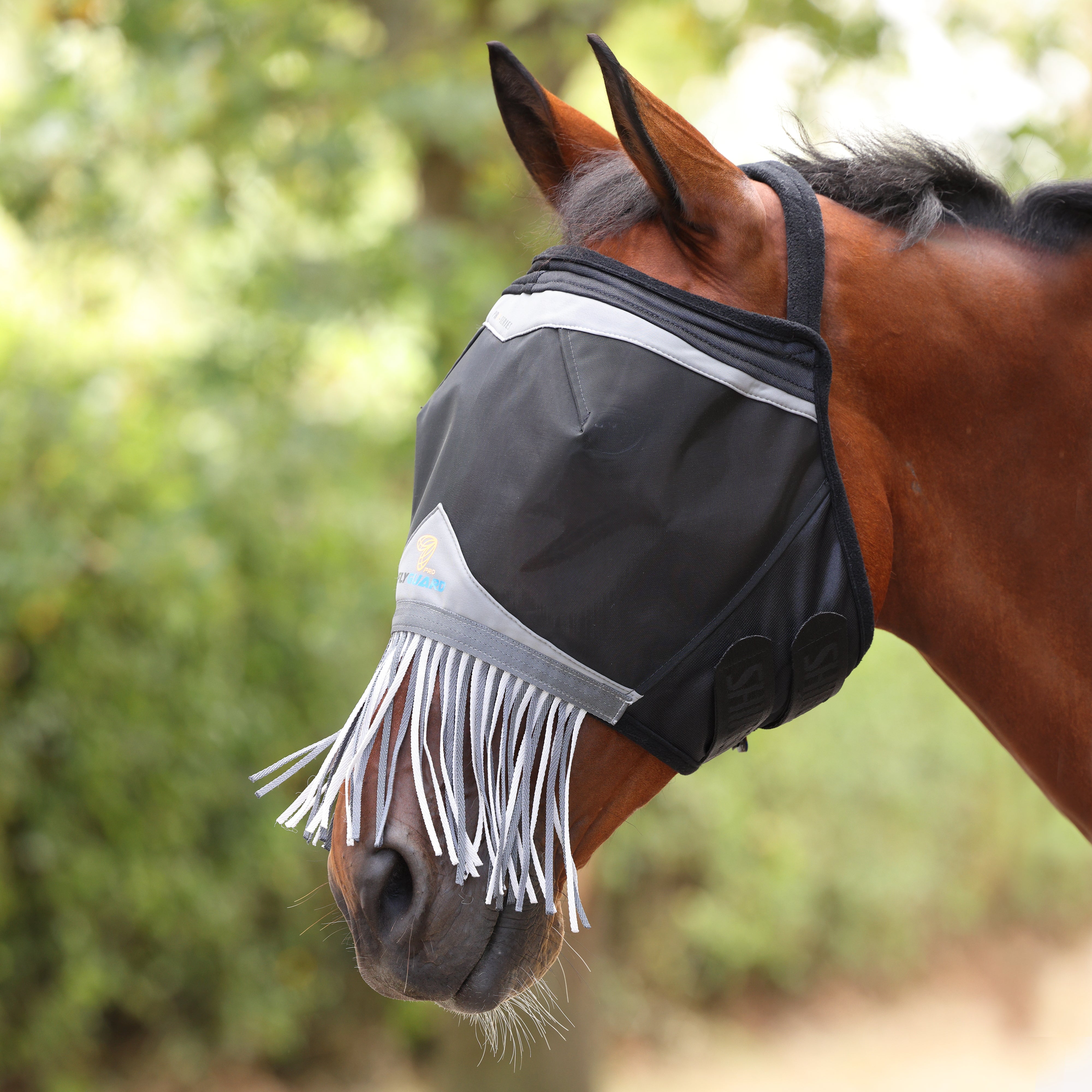 FlyGuard Pro Fine Mesh Earless Fly Mask with Nose Fringe