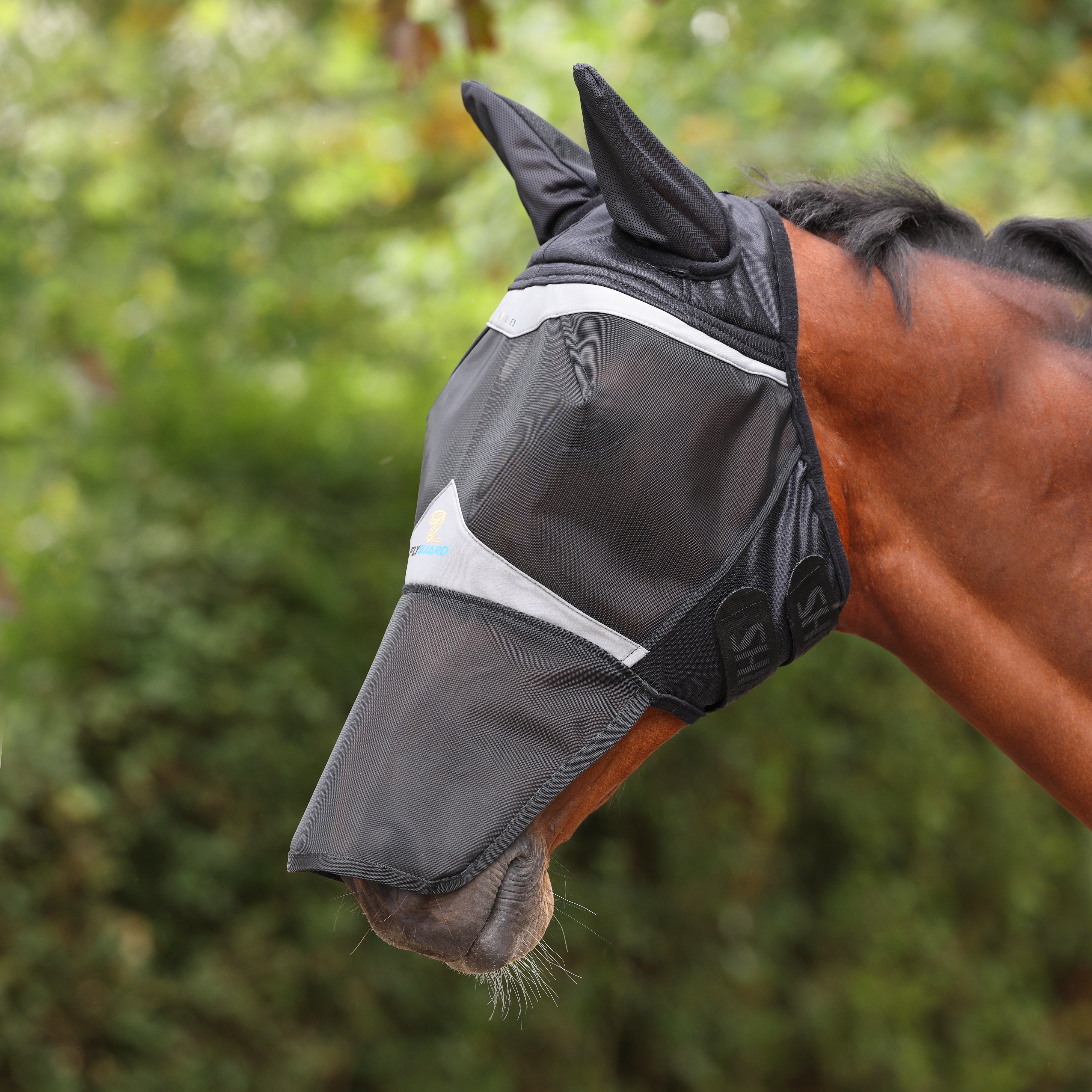 FlyGuard Pro Fine Mesh Fly Mask with Ears & Square Nose