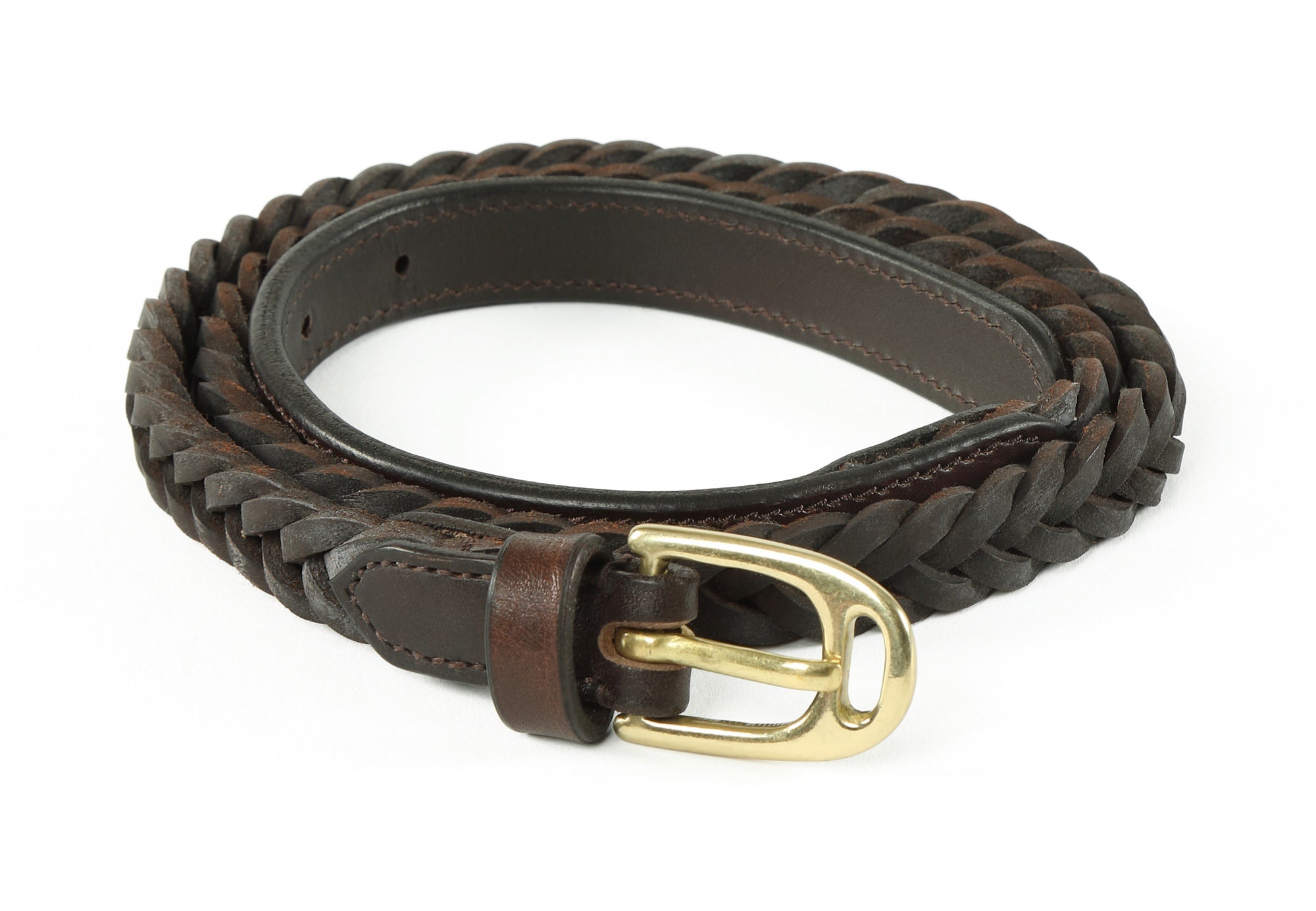 Aubrion Plaited Leather Skinny Belt